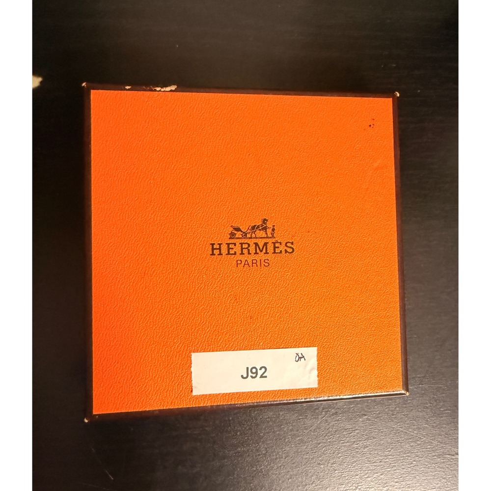 Hermes Unisex Leather Cognac Bracelet Silver H Buckle Square G w/ COA - Picture 8 of 9